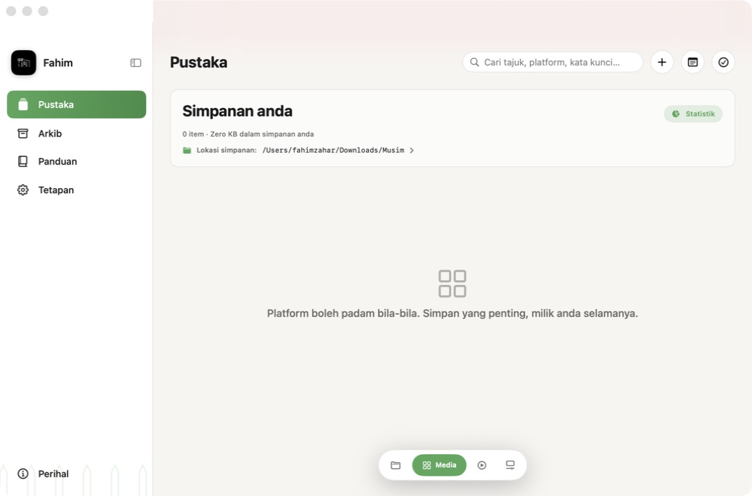 Tangkap layar aplikasi Musim