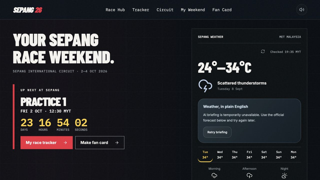 Tangkap layar aplikasi SepangF1